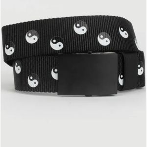 NEW Black Ying yang web slide belt